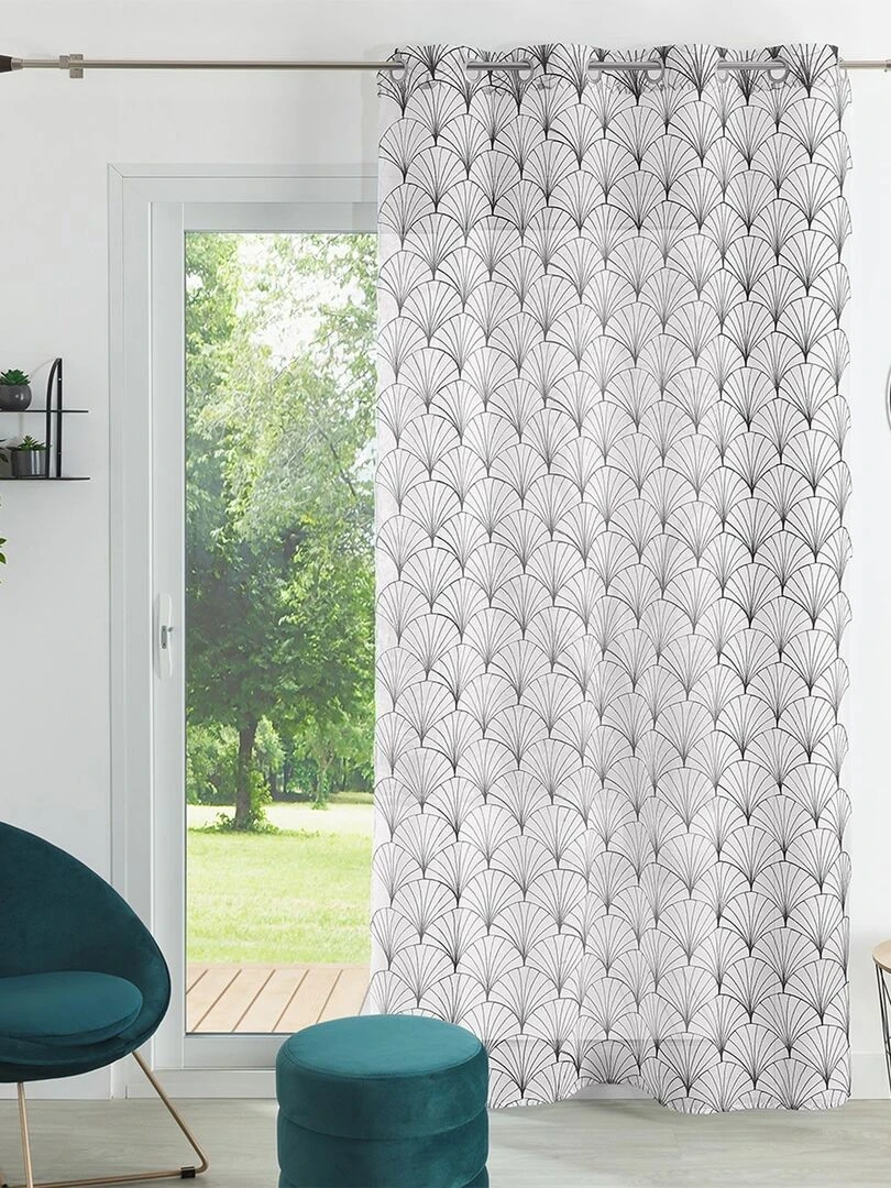 Voilage brodé au style art déco Gris clair