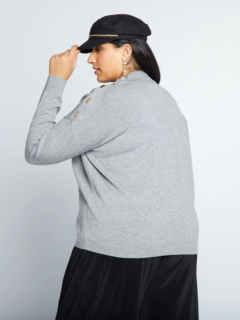 Pull marinière avec col montant   Gris