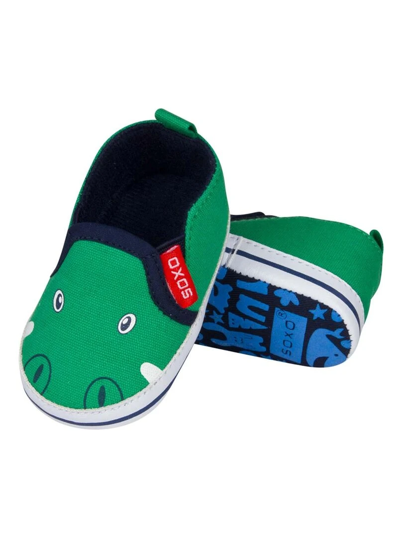 Chaussons doux pour bébé Crocodile Vert