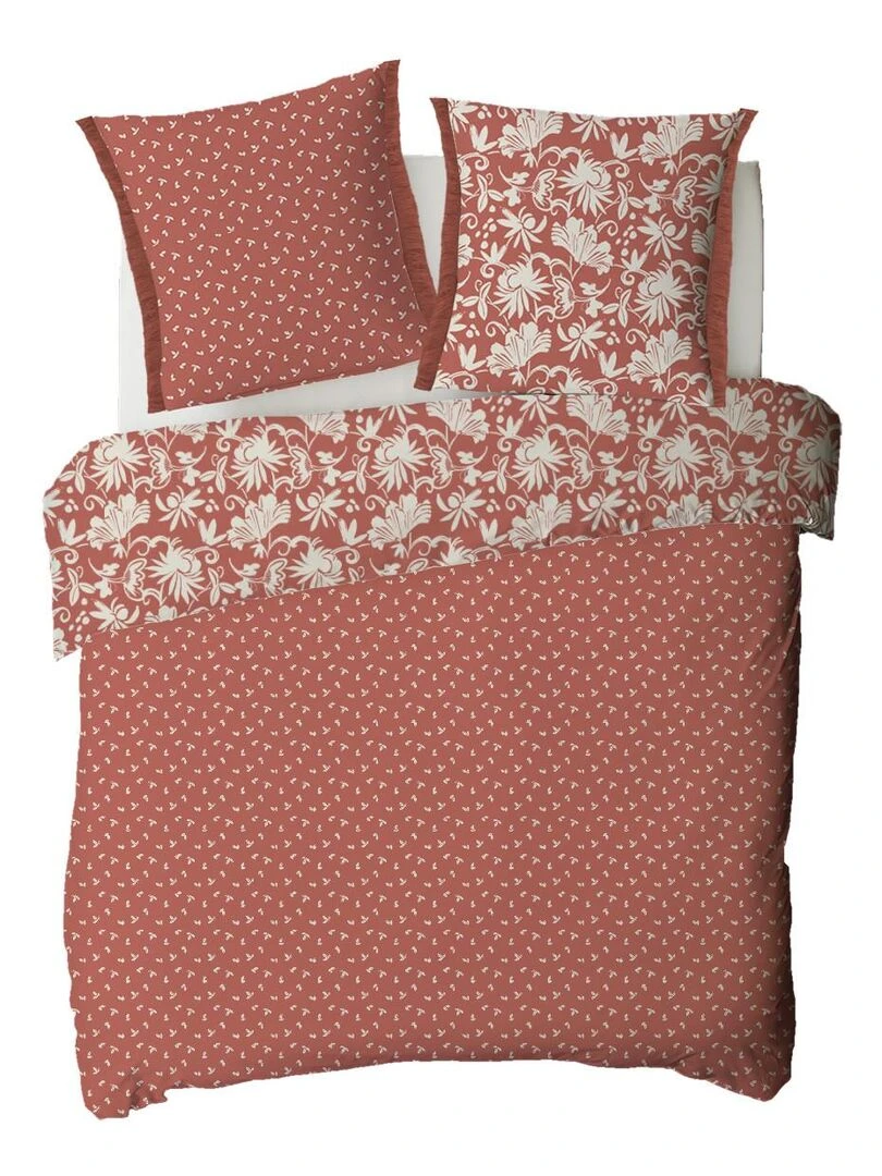 Future Home   Parure de lit 2 personnes en coton 57 fils imprimé terracotta   Rouge