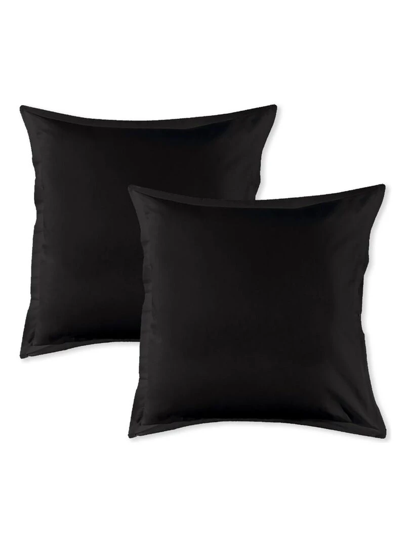 Future Home Lot de 2 taies d'oreiller en coton noir 64x64cm Noir