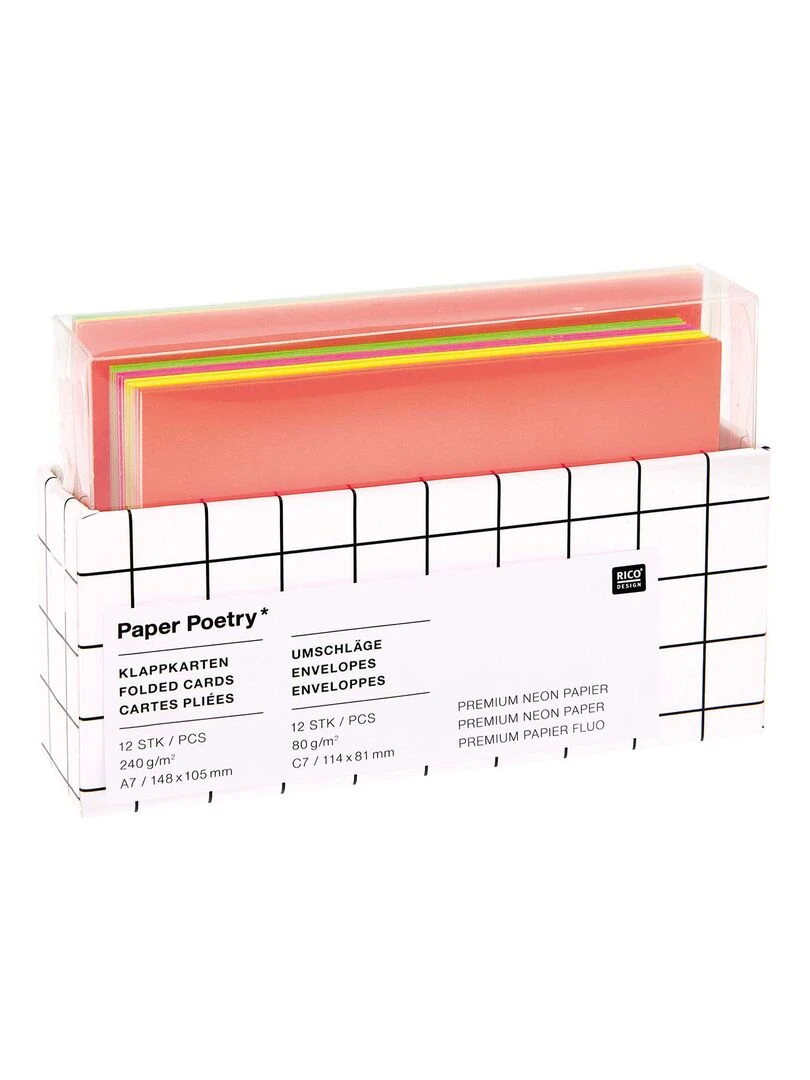 12 cartes et enveloppes néon  A7/C7   N/A