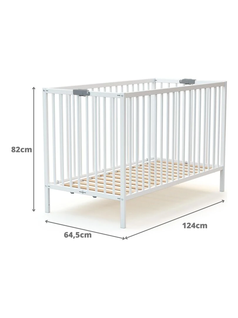 WEBABY Lit bébé pliant en bois   Blanc