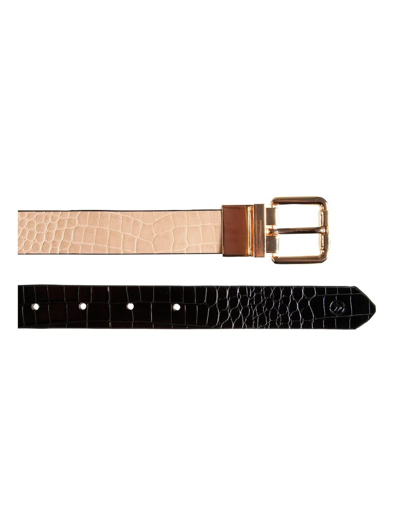 Ceinture Femme 2 en 1 Noir et Beige Noir Beige