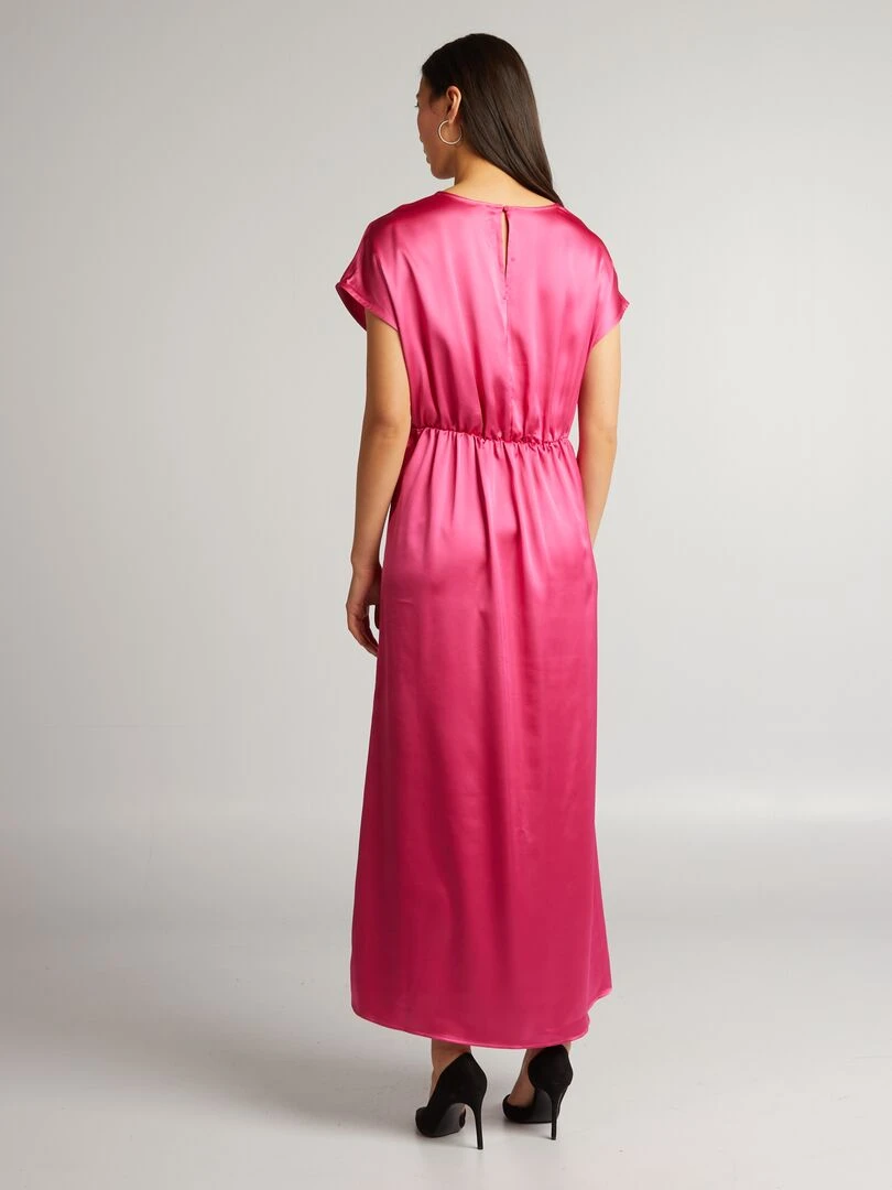 Robe longue satinée Rose