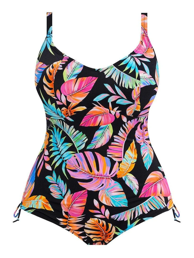 Maillot 1 pièce grande taille sans armatures Tropical Falls   Noir