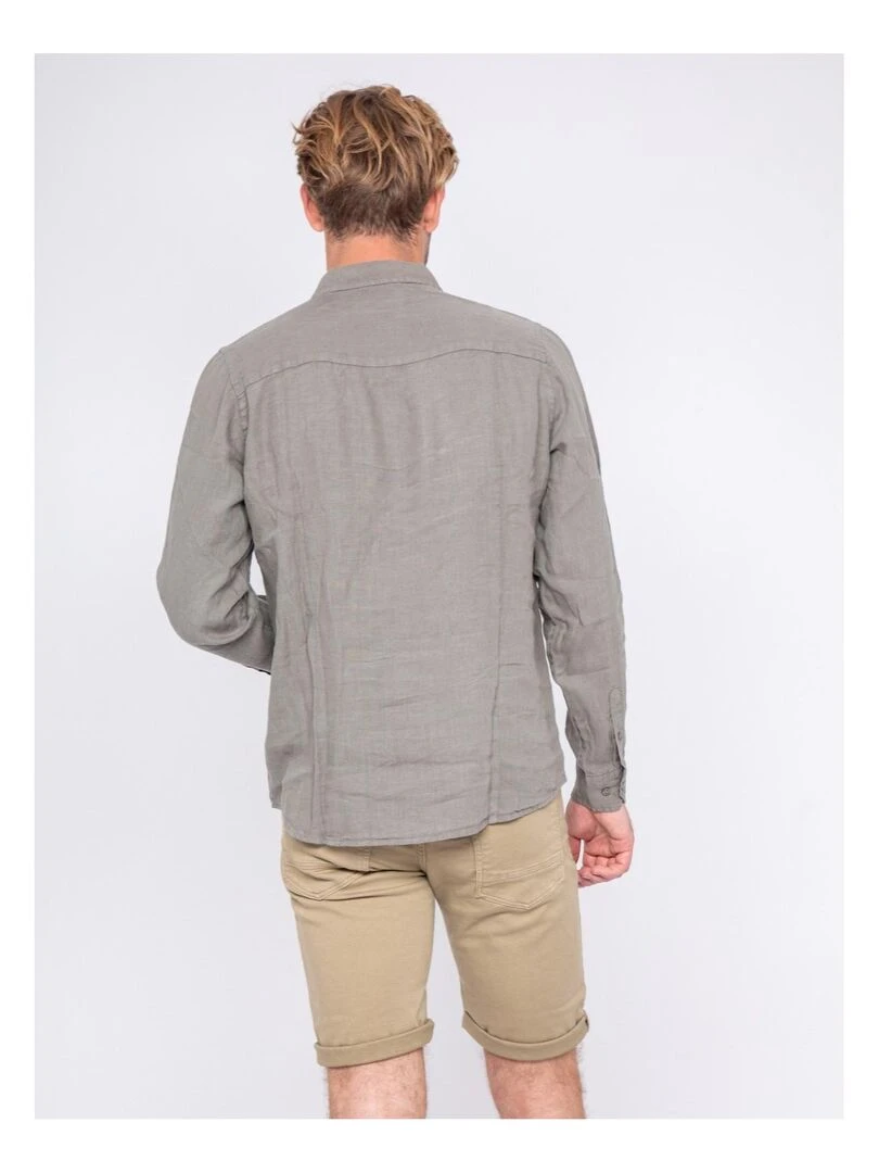 Chemise manches longues pur lin DALAMO Kaki
