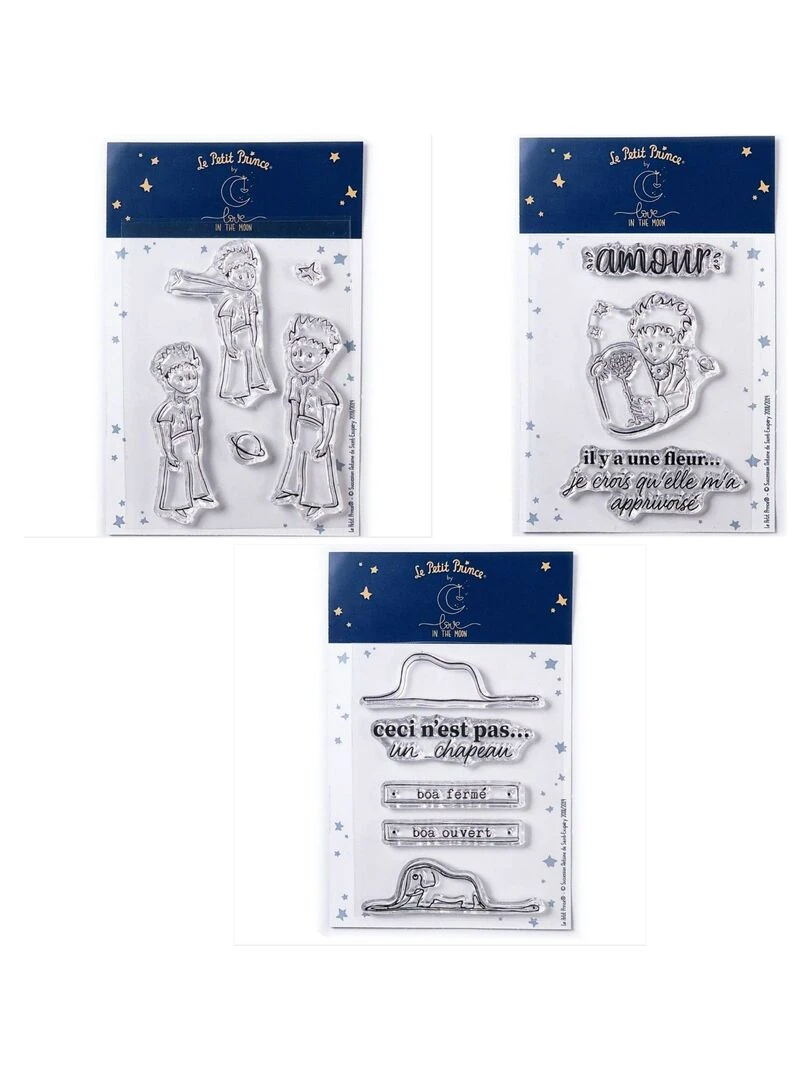 13 Tampons transparents Le Petit Prince Etoiles + Fleur + Boa Eléphant N/A