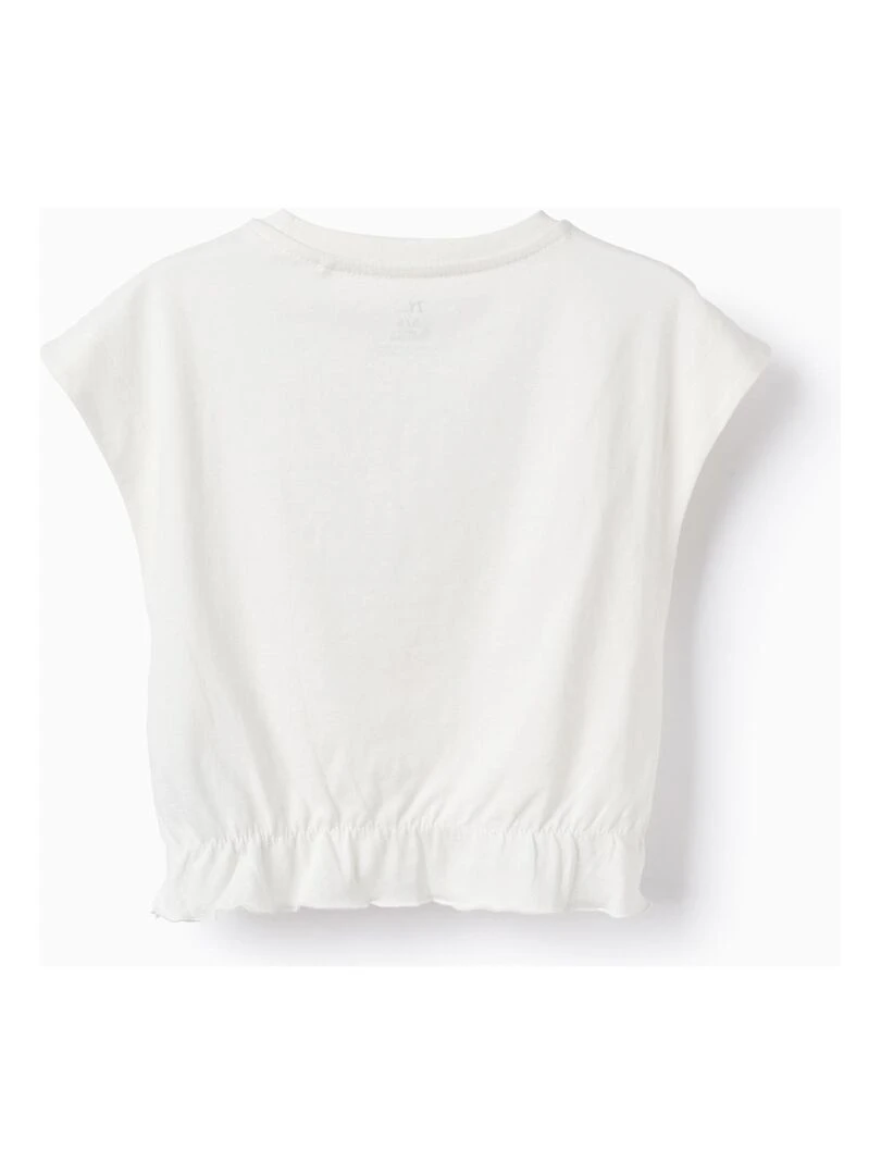 T Shirt De Coton Avec Perles Pour Fille 'Cuba' manches courtes CUBA Blanc