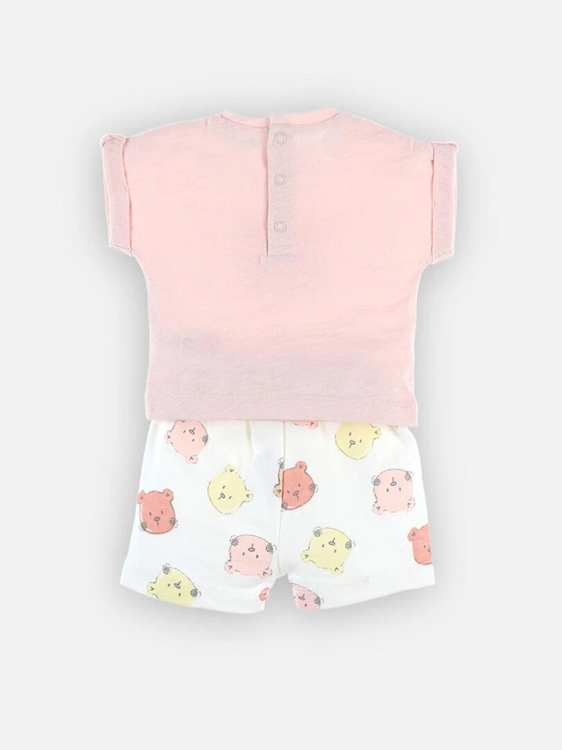 Set t shirt + short en coton BIO  terry   Noukie's   Rose
