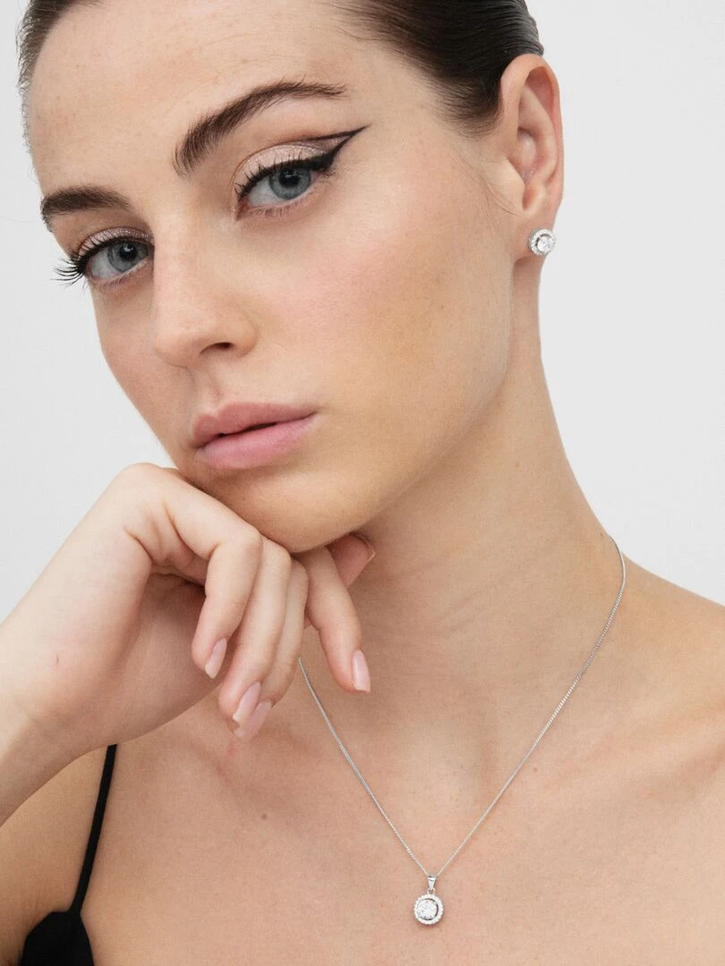 Collier  légende en argent 925  pierre précieuse et zircon cubique plaqué rhodium brillant   Argent