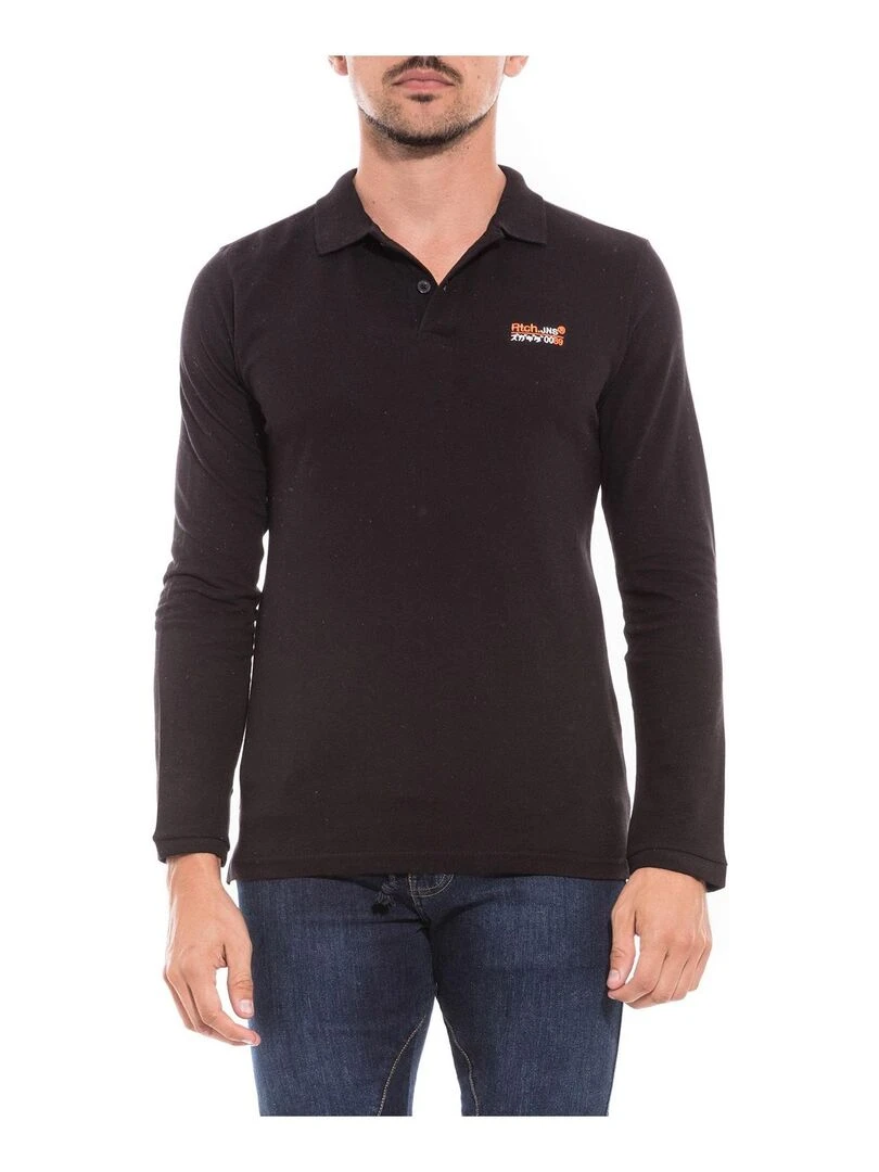 Polo manches longues en coton PODRICK Noir