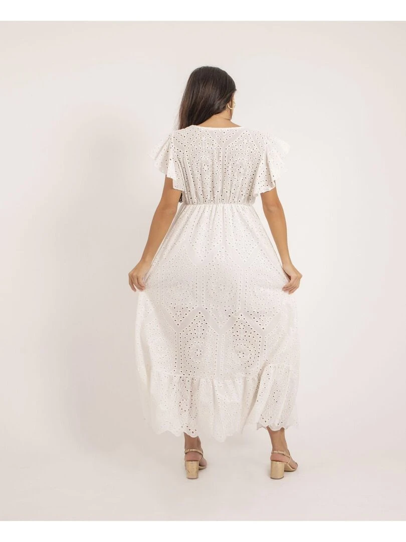 Robe longue broderies anglaises IROKO Blanc