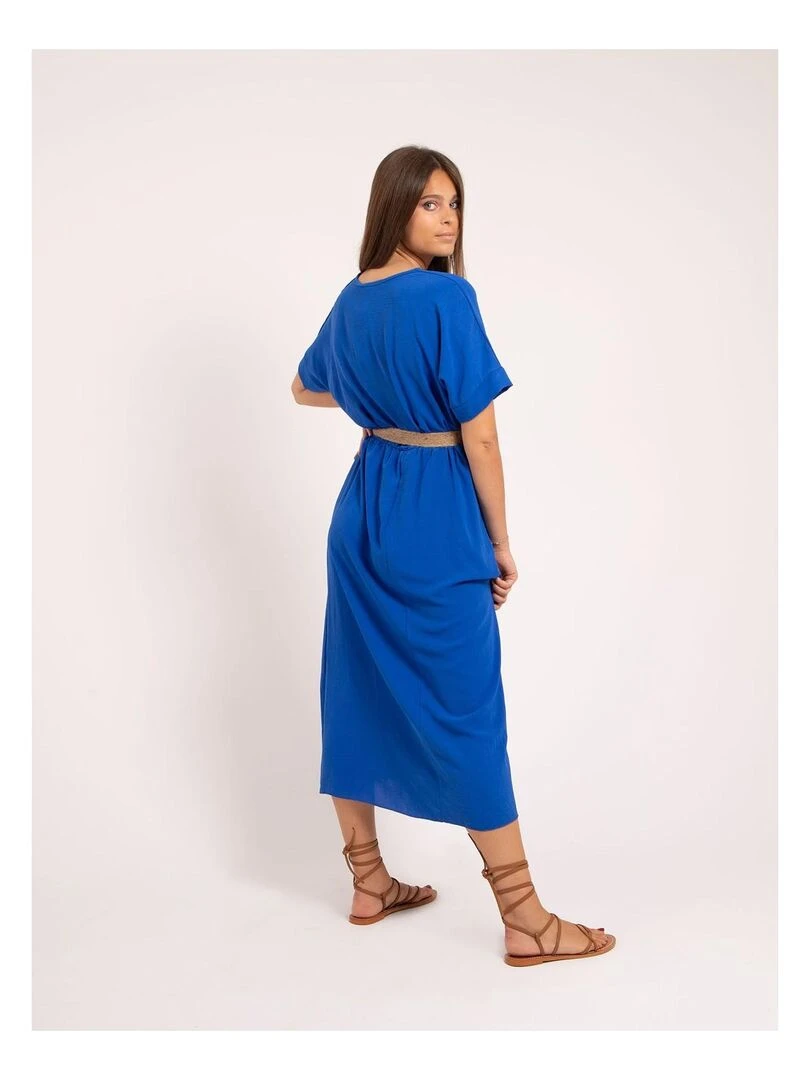 Robe longue et ceinture ICALEST Bleu roi