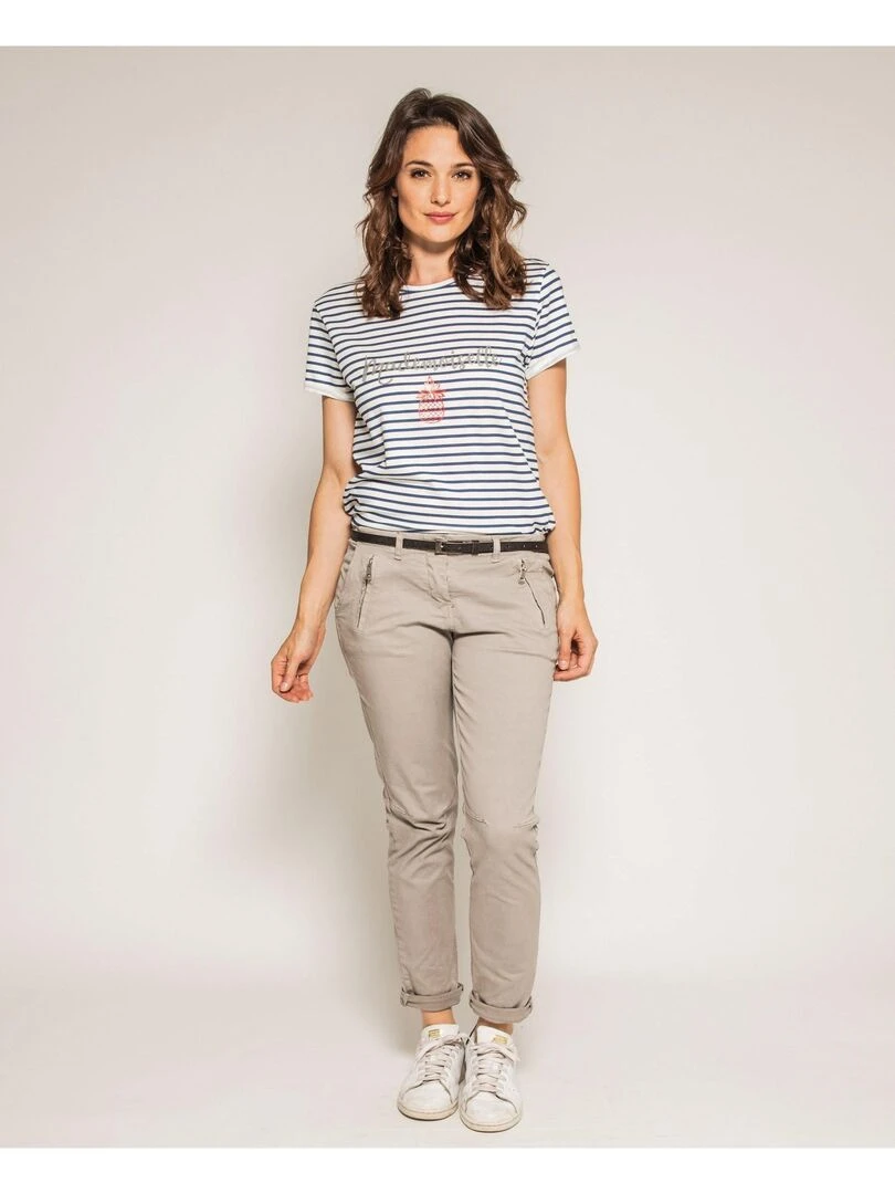 T shirt marinière col rond FORET Bleu