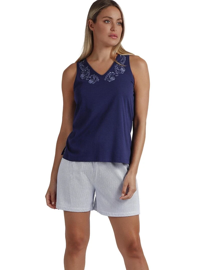Pyjama short débardeur Blue And Bleu Mod Bleu marine