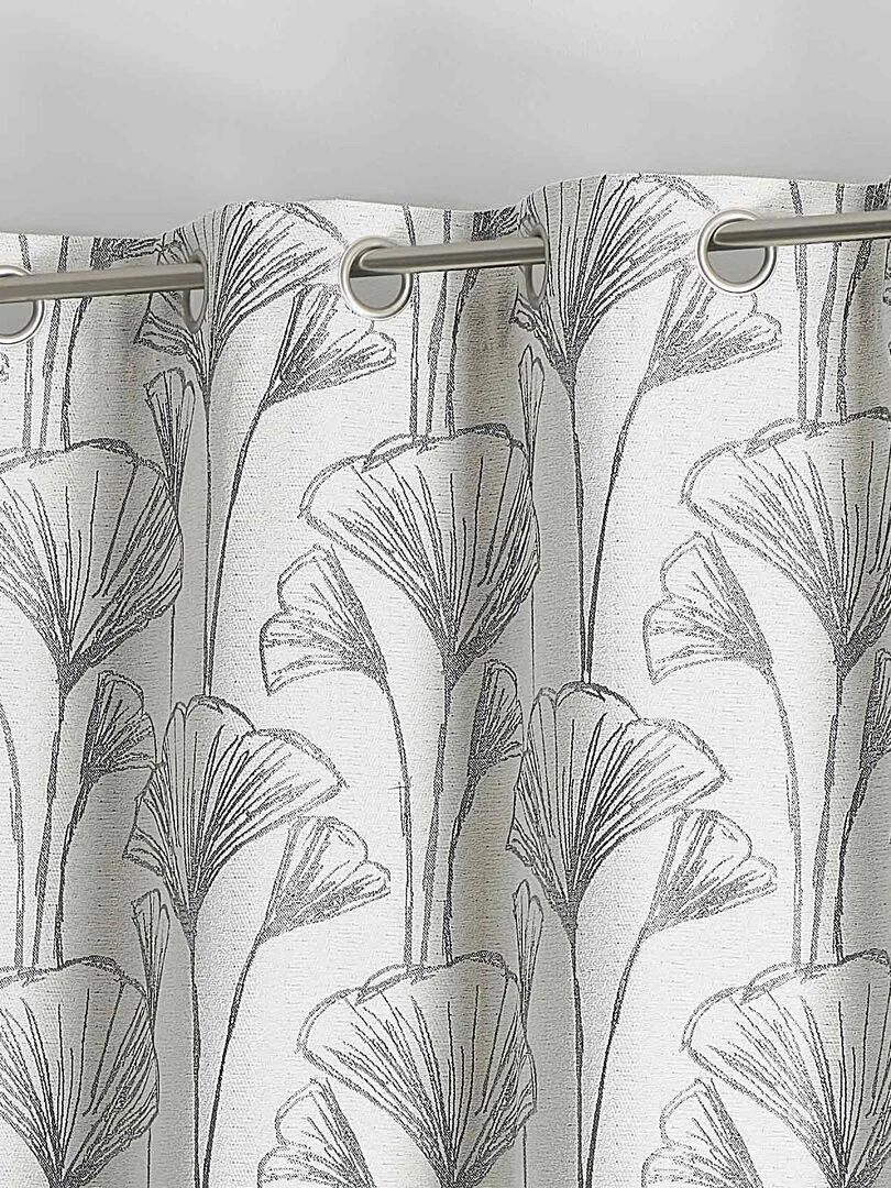 Rideau jacquard fleurs de gingko   Gris clair
