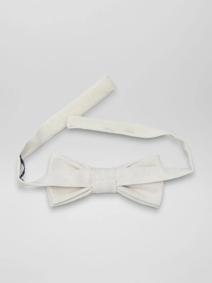 Nœud de papillon effet lin Beige
