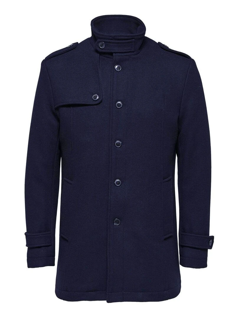 Manteau en laine boutonné Selected   Bleu