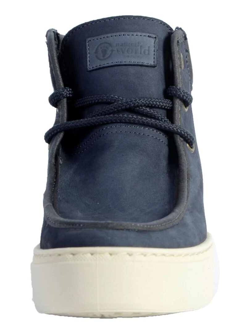 Basket Natural World Wallabi Cuello On Napa   Bleu