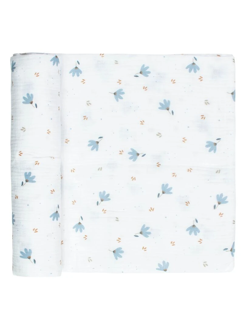 Maxi lange en gaze de coton Bleuet Blanc