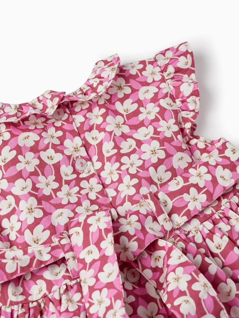 Robe Florale avec Volants pour Bébé Fille manches courtes PICASSO   Rose