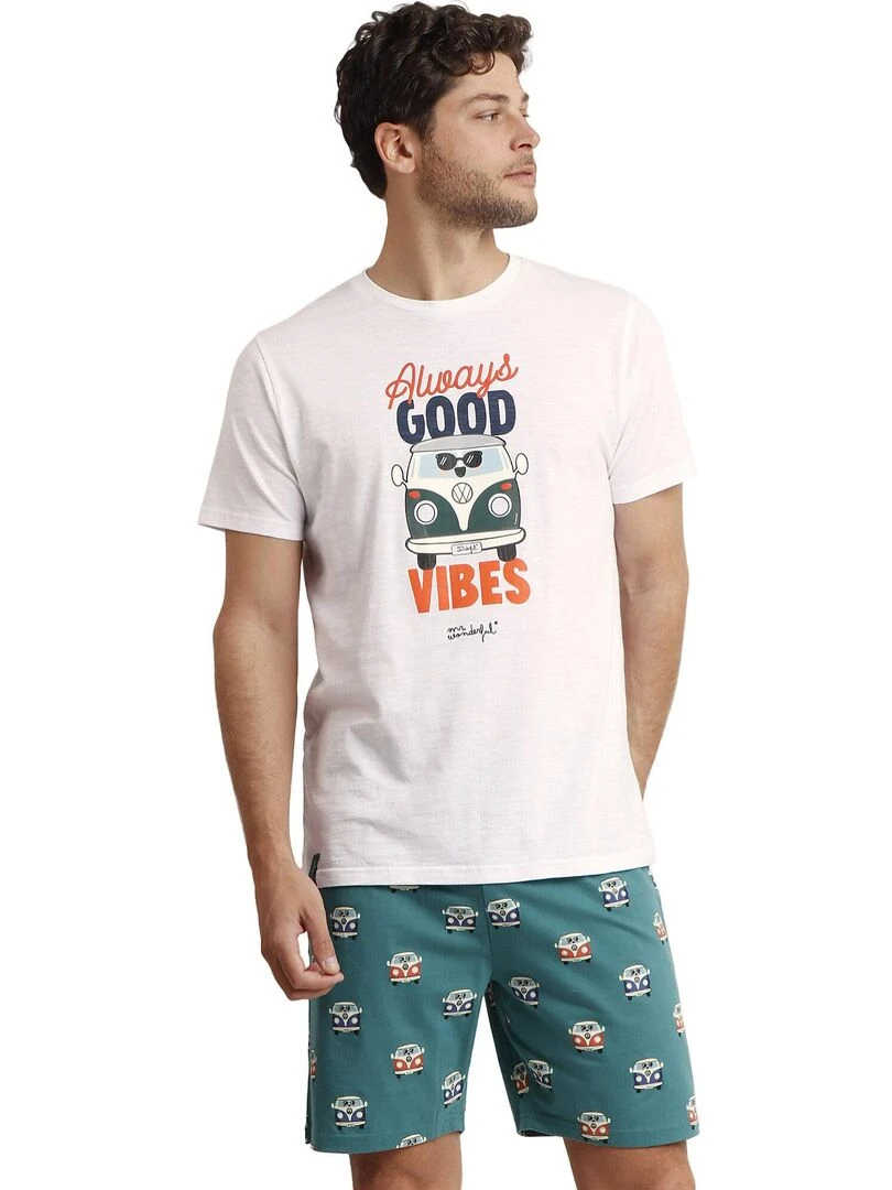 Pyjama short t shirt Furgo Mr Wonderful Blanc