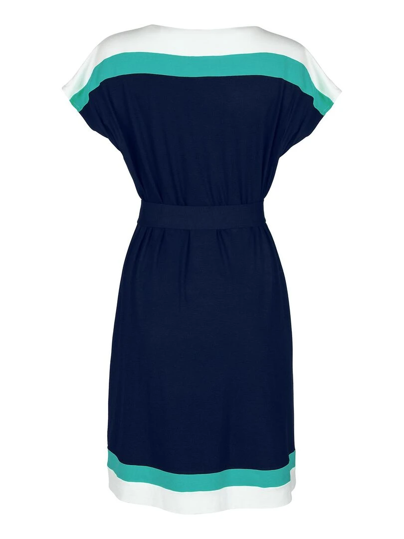 Robe estivale ceinturée manches courtes Saint Tropez   Bleu