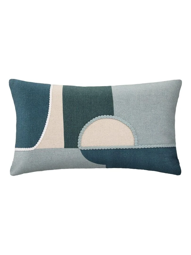 Housse de coussin géométrique brodé 30x50 cm Bleu