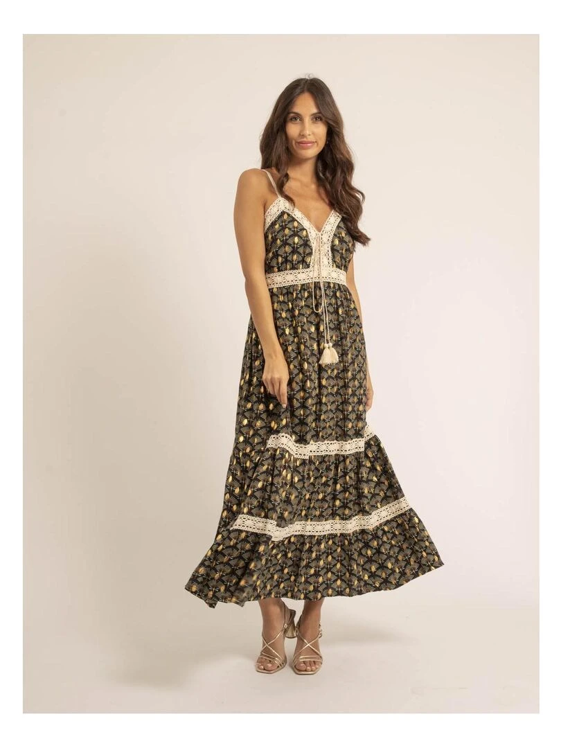 Robe longue motifs IPINA Bleu marine