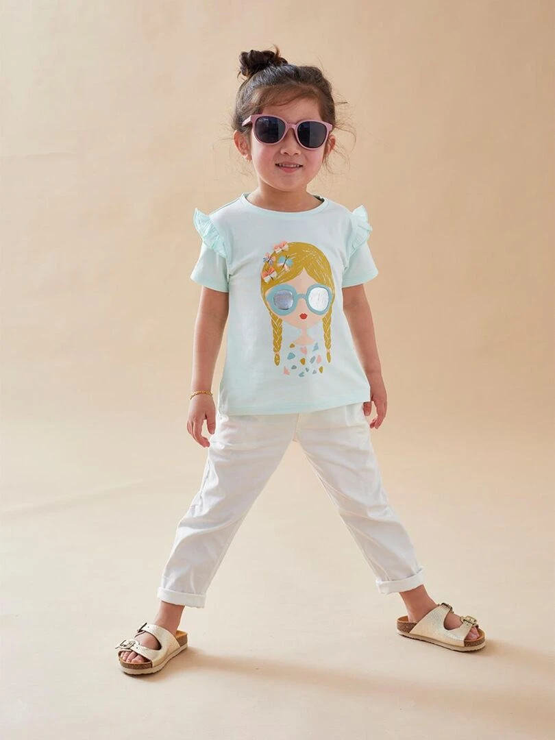 T shirt petite fille à courtes manches Noukie's Bleu