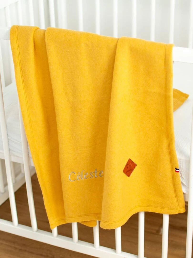 Couverture polaire 100% coton ultra doux   Moutarde