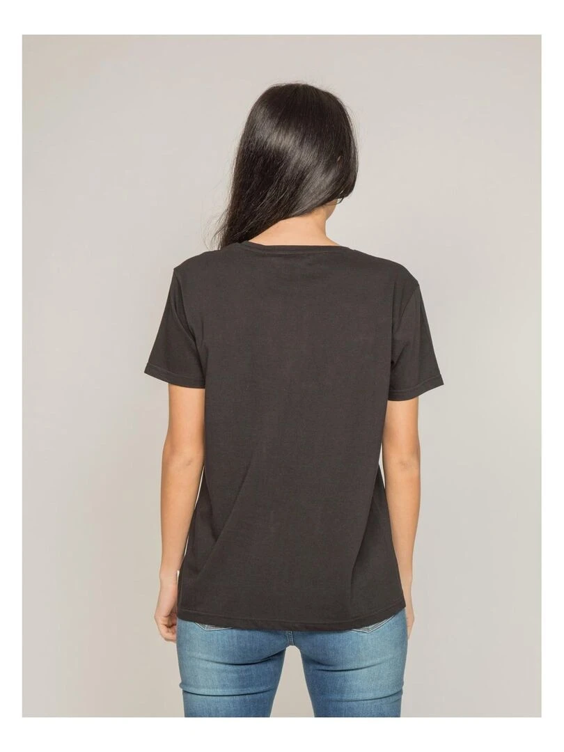 T shirt col rond message FRECHOU Noir