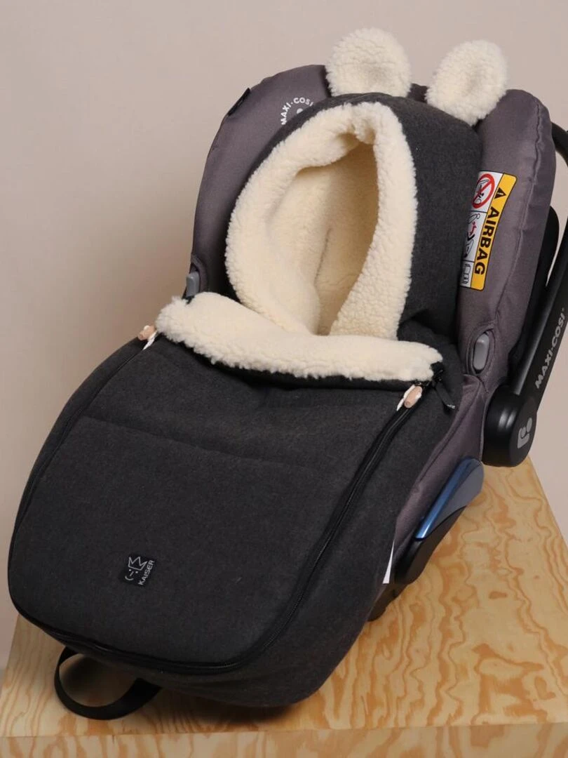 Chancelière capuche souris en laine gris foncé (0 12 mois) Gris