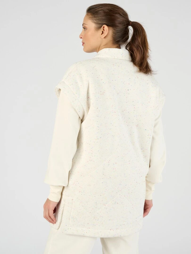 Gilet sans manches maille mouchetée   Happy D. by Damart   Blanc Ecru