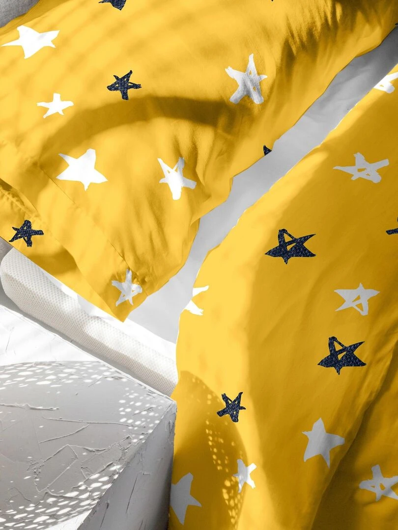 Parure housse de couette 2 pièces Starspace (D) "Happyfriday"   Blanc