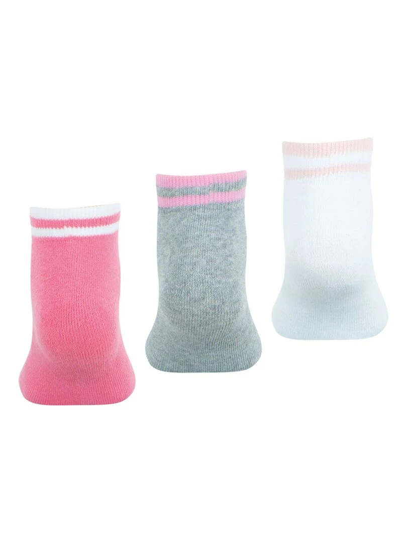 LOT DE 3 PAIRES DE CHAUSSETTES BASSES WILSON BLANC ROSE GRIS   Rose