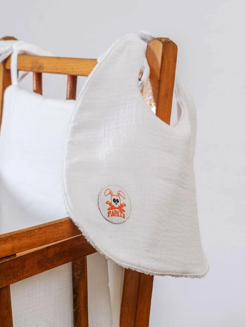 Bavoir en Coton Bio Blanc   Blanc