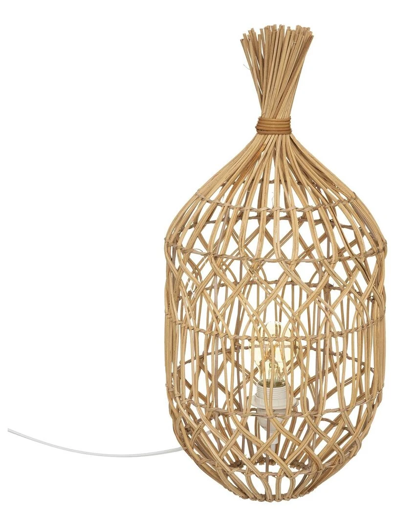 Lampe à poser esprit bohème en rotin Beige