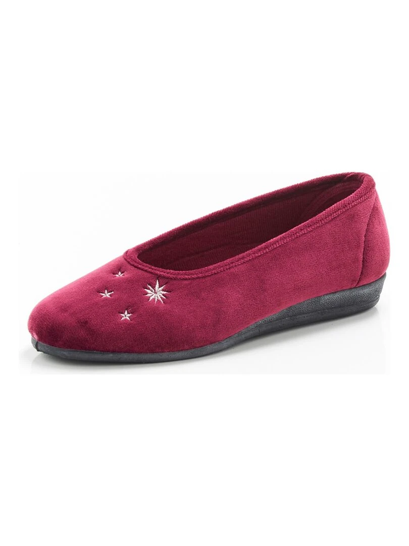 Ballerines brodées aspect velours Damart Violet prune