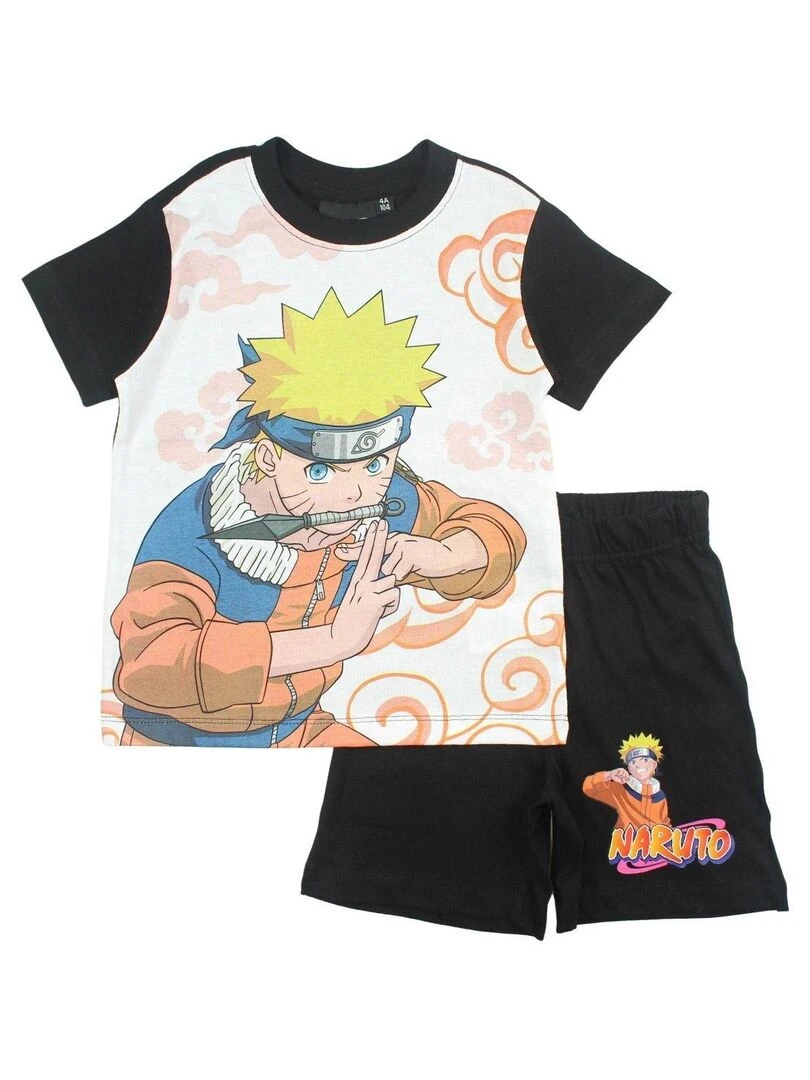 Naruto Ensemble T shirt short garçon Imprimé Naruto Noir