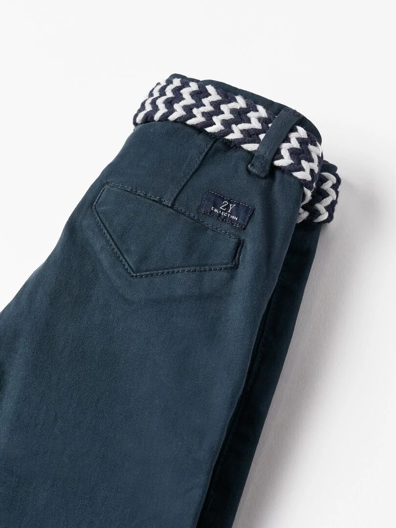 Pantalon en sergé avec ceinture pour garçon 'Slim Fit'  ATLANTIC COMPANY   Bleu foncé
