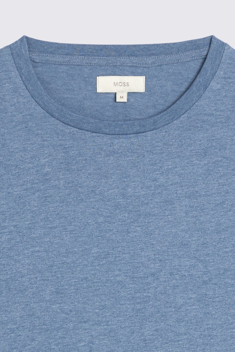 Sky Blue Melange Crew Neck T-Shirt   Buy Online at Moss