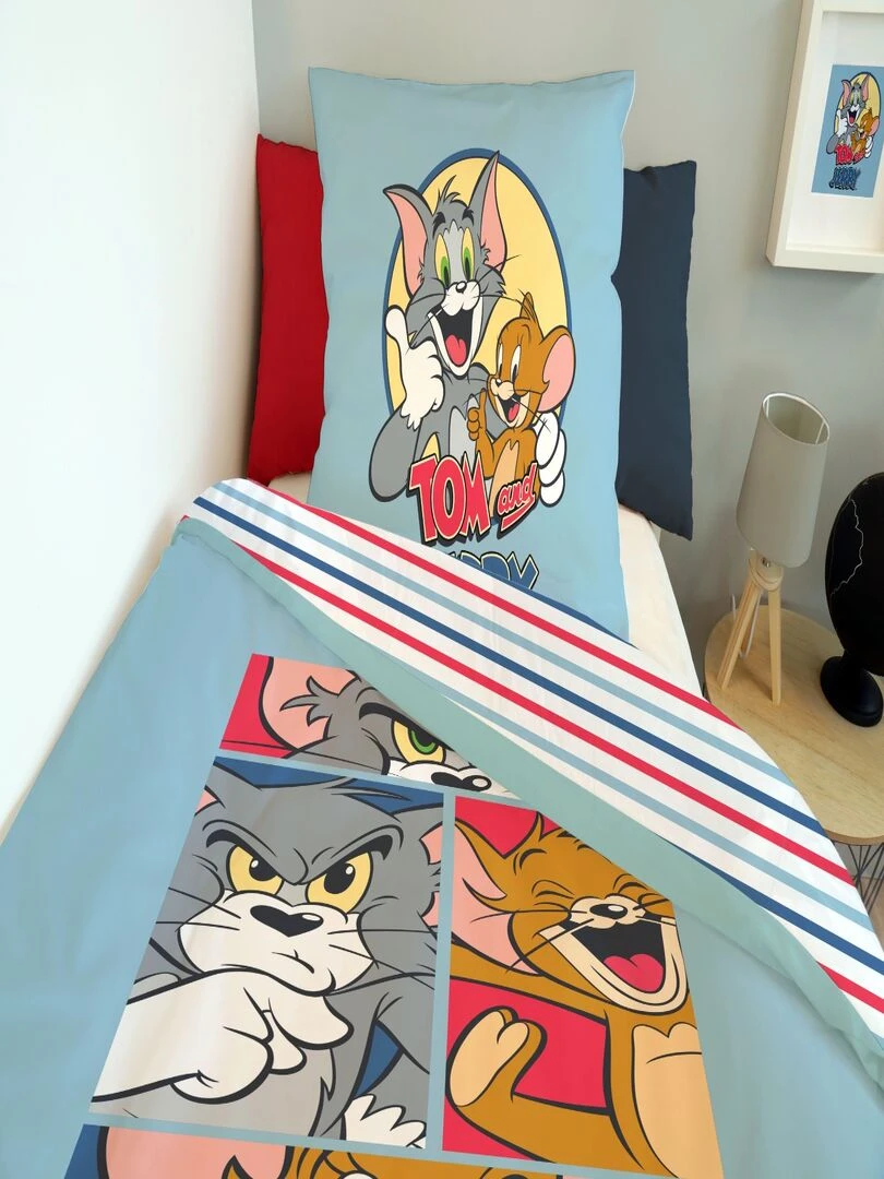 Housse de couette Tom and Jerry BD 140x200 cm   100% Coton   Bleu