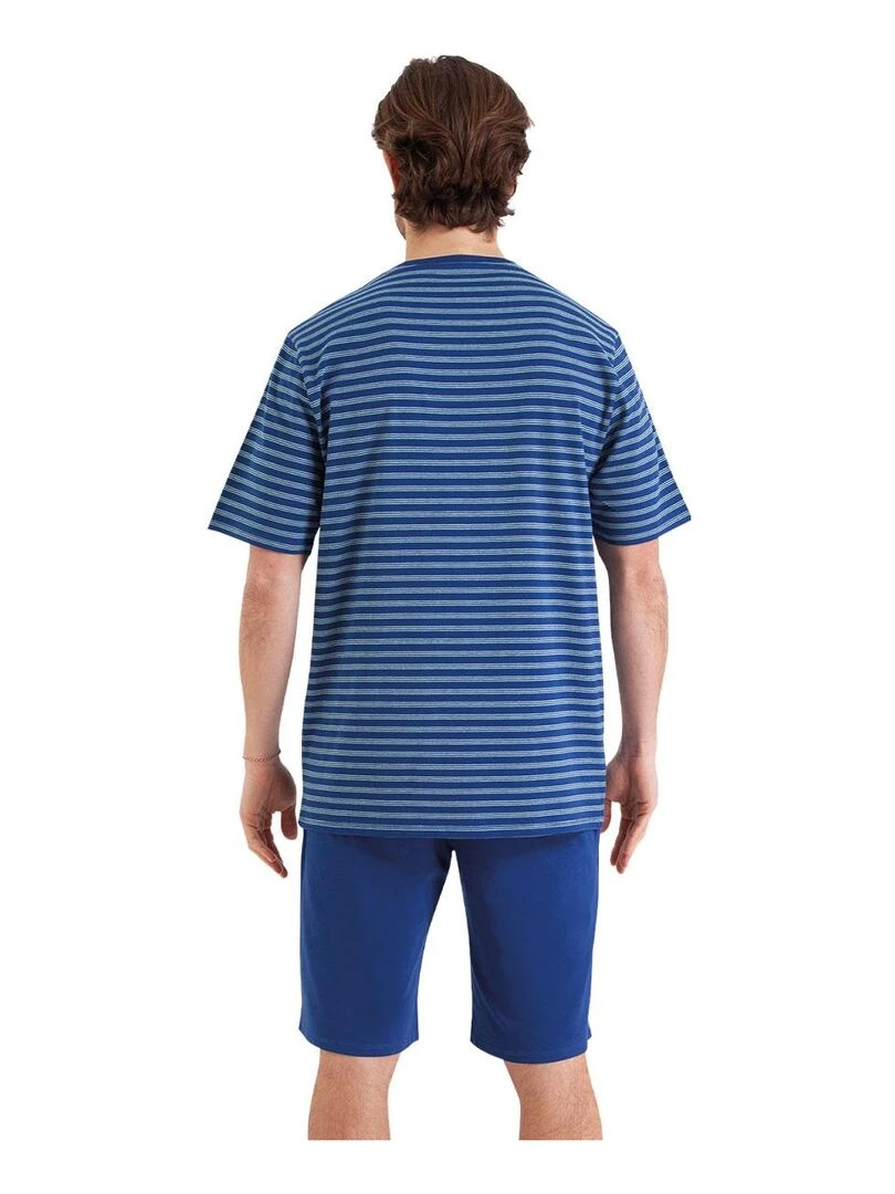 Pyjama court homme Rayures Fish & Chips   Bleu Blanc