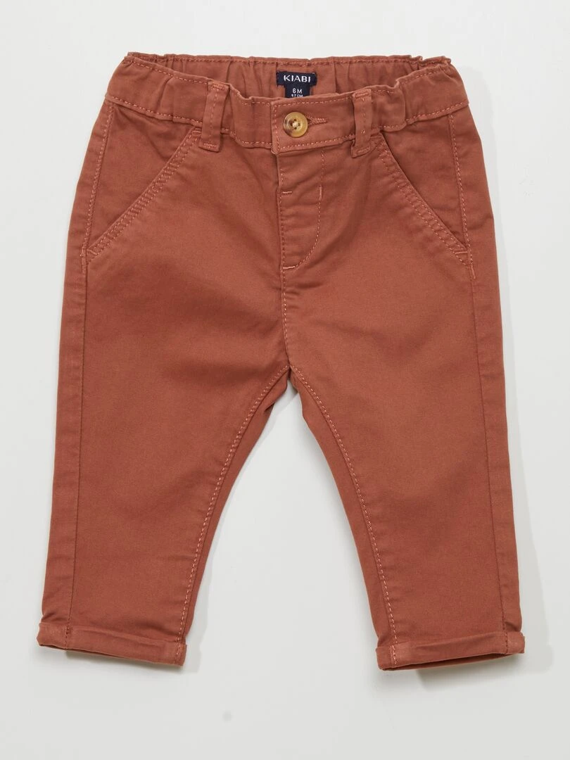 Pantalon chino uni Marron