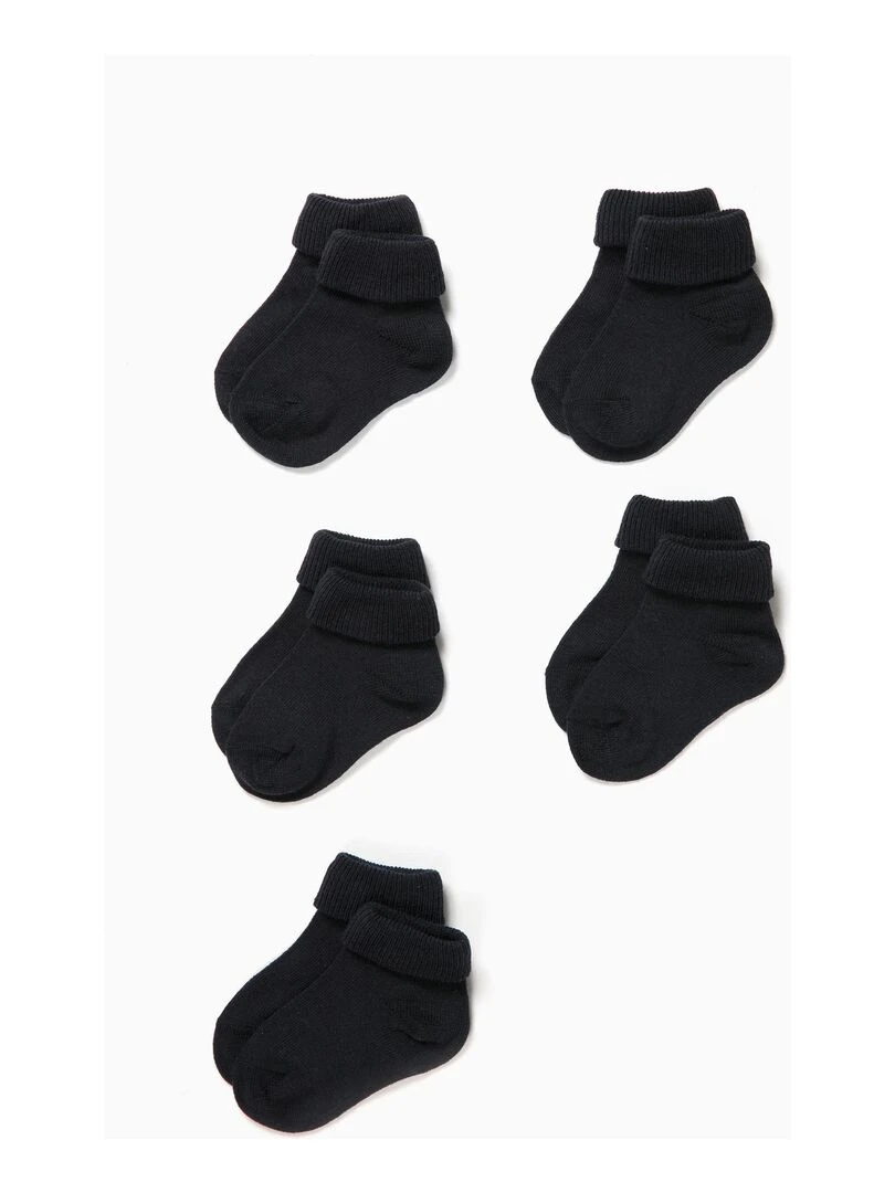 5 Pack Pairs of Socks with Turndown for Baby ESSENTIALS LINE Bleu foncé
