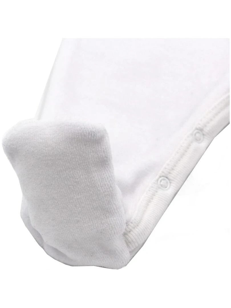Pyjama velours   100% coton biologique   1 à 6 mois   Blanc