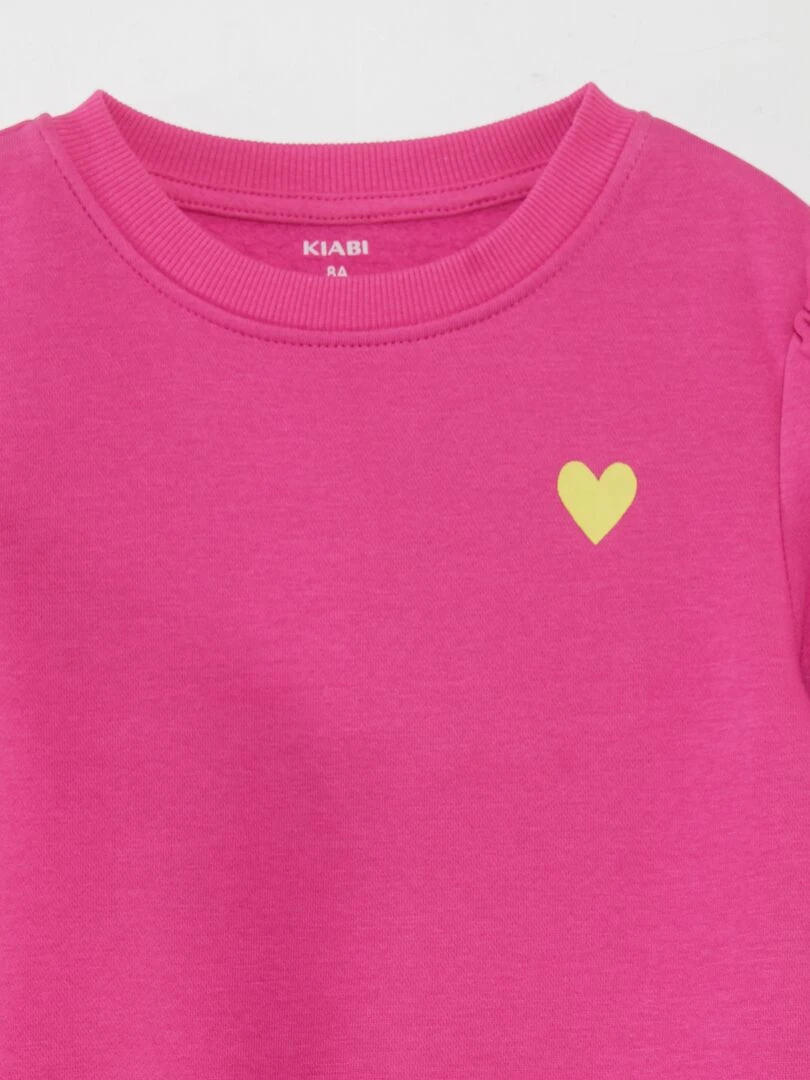 Sweat à col rond molletonné Fuschia