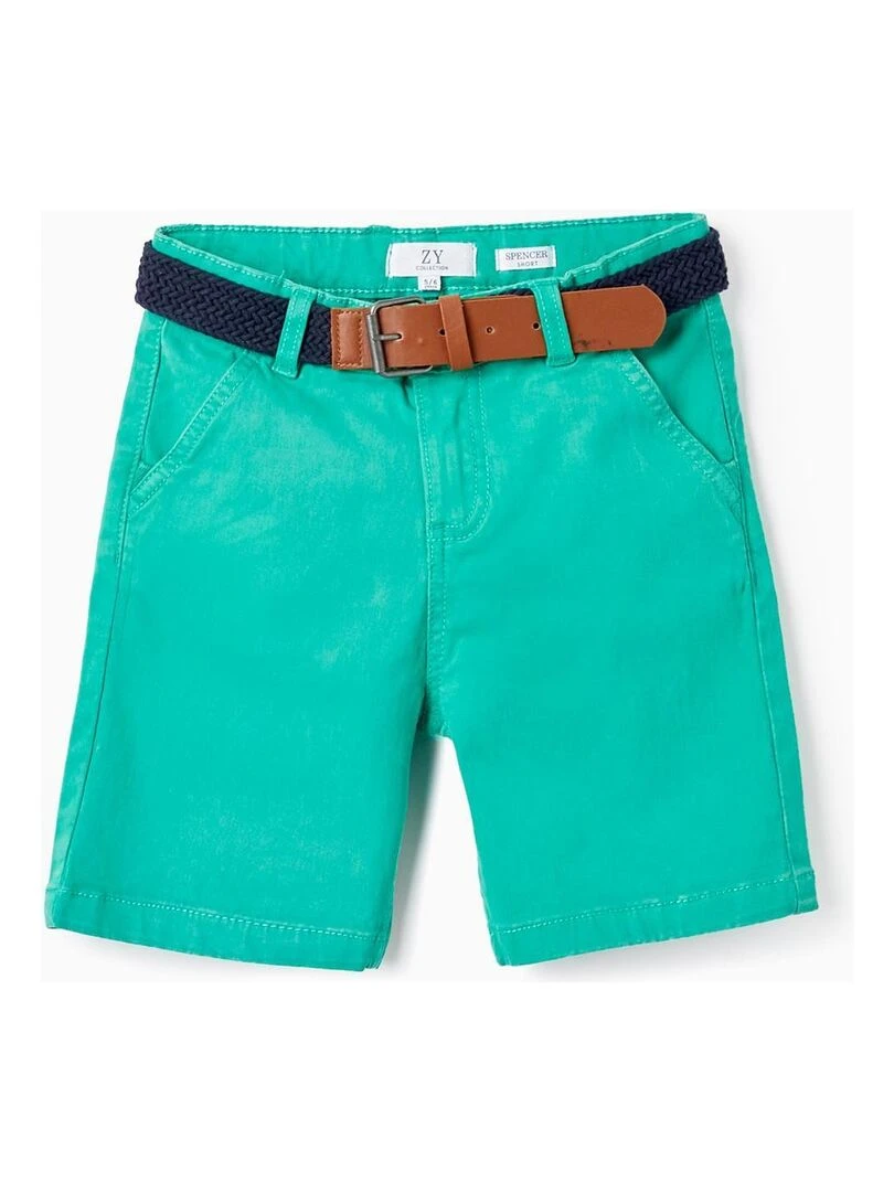 Short Chino En Sergé Avec Ceinture Pour Garçon MATISSE Vert